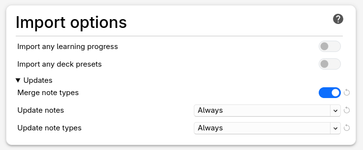 Import Options